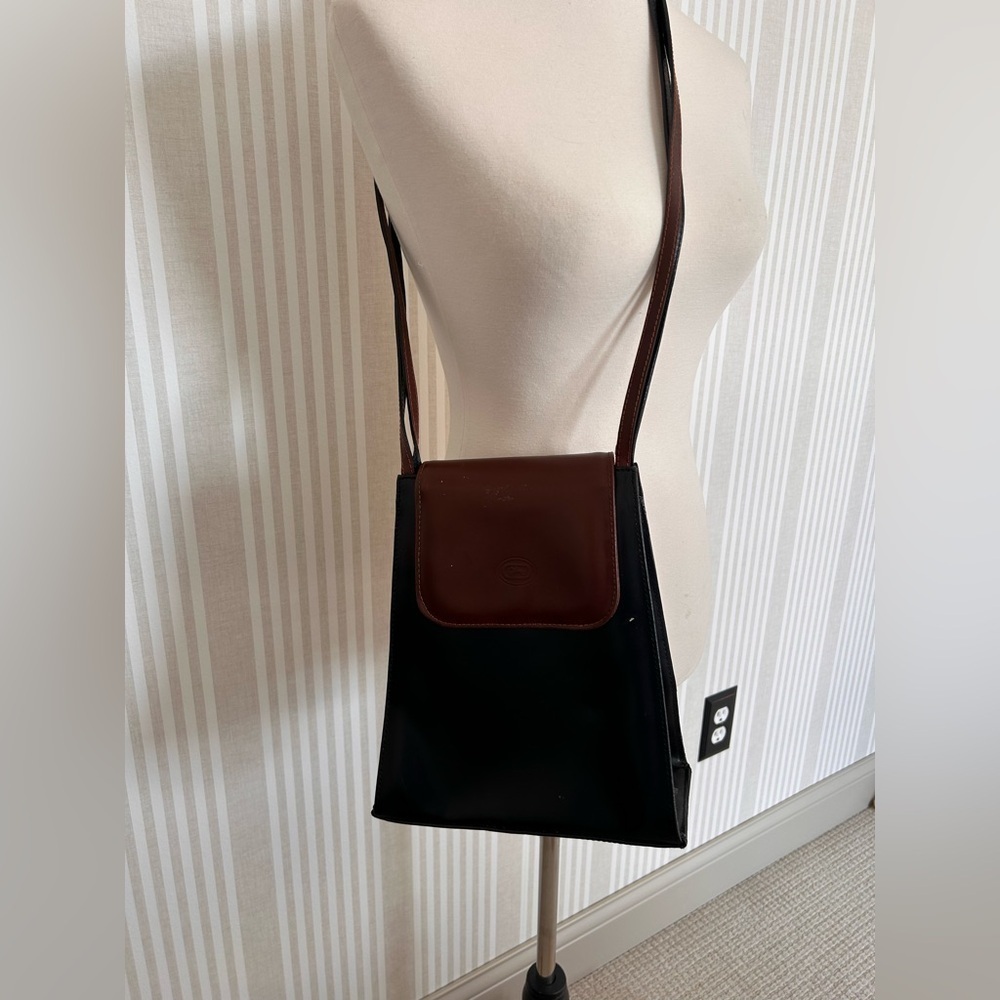 Vintage Jay Herbert Brown Black Leather Crossbody Bag Handmade in Florence Italy - Picture 4 of 14